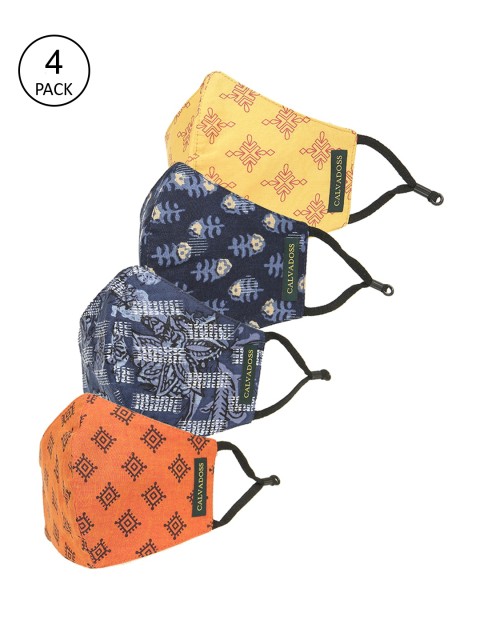 

Calvadoss Men Pack Of 4 Assorted 3-Ply Cotton Reusable Cloth Masks
