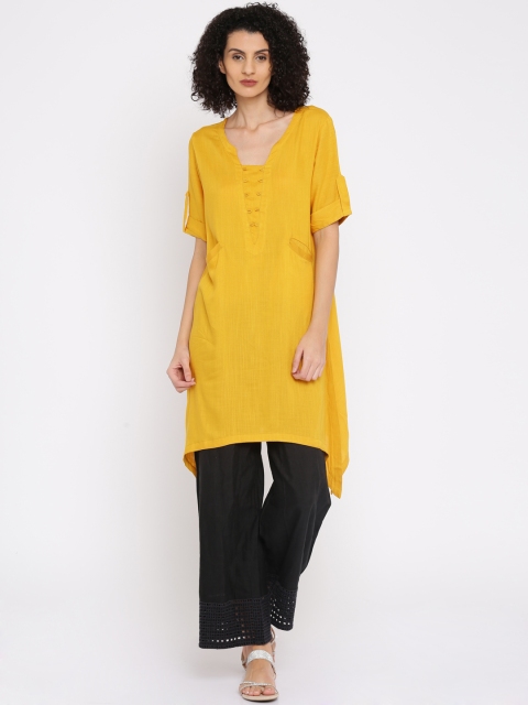 

Anouk Women Mustard Solid A-Line Kurta