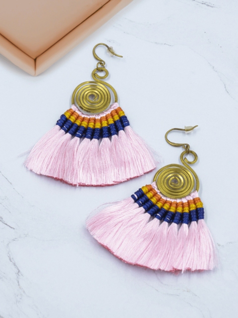

Bellofox Pink & Gold-Toned Circular Drop Earrings