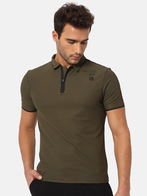 

Cultsport Men Olive Green Polo Collar T-shirt