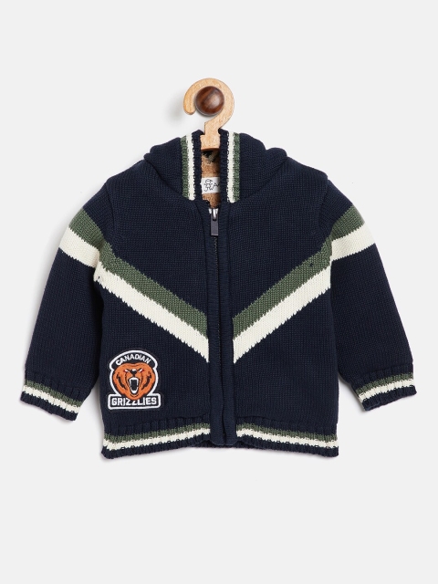 

JWAAQ Boys Navy Blue & Green Striped Pullover