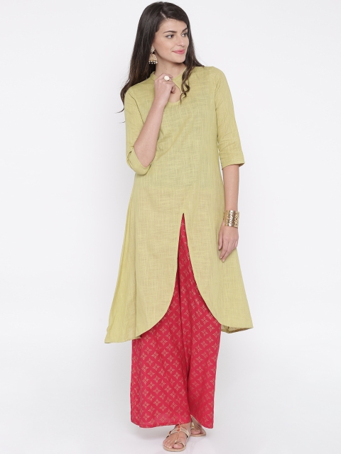 

Anouk Women Khaki Solid A-Line Kurta