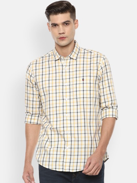 

Louis Philippe Jeans Men Yellow Pure Cotton Slim Fit Opaque Checked Casual Shirt