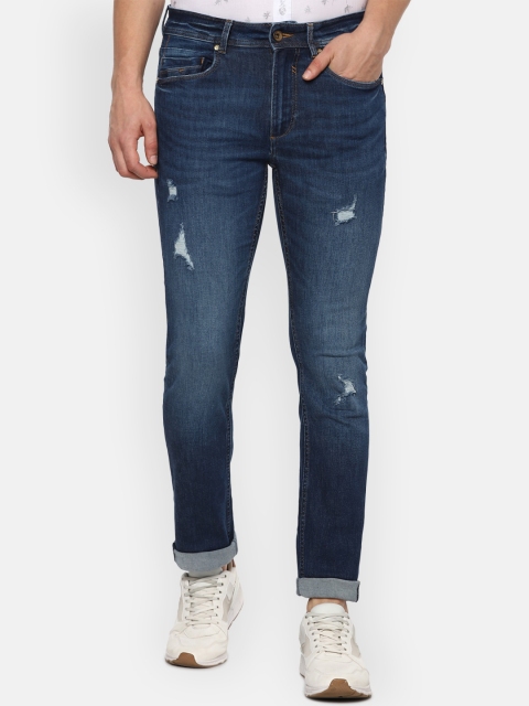 

Louis Philippe Jeans Men Navy Blue Slim Fit Mildly Distressed Heavy Fade Jeans
