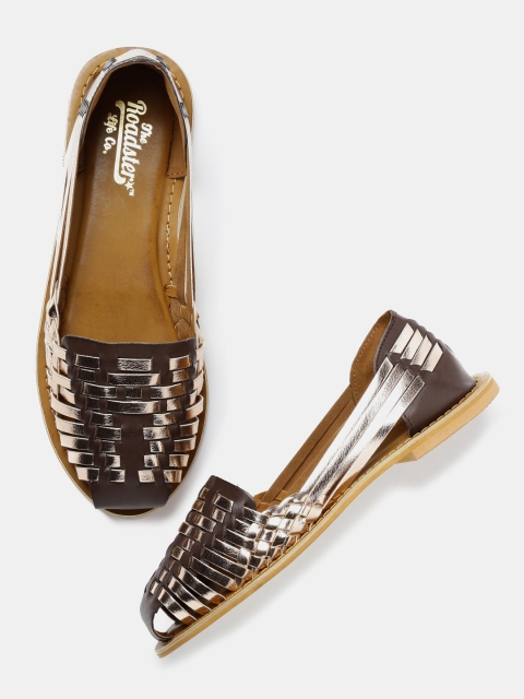 

Roadster Women Gold-Toned & Brown Flat Shoes