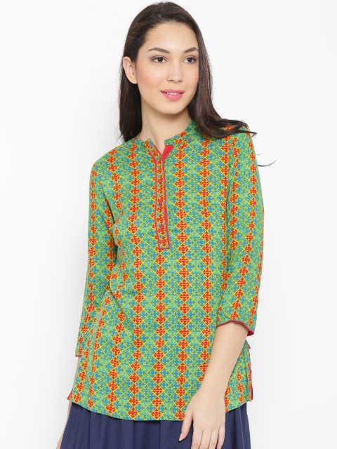 Biba Green & Red Printed Kurti available at myntra for Rs.479