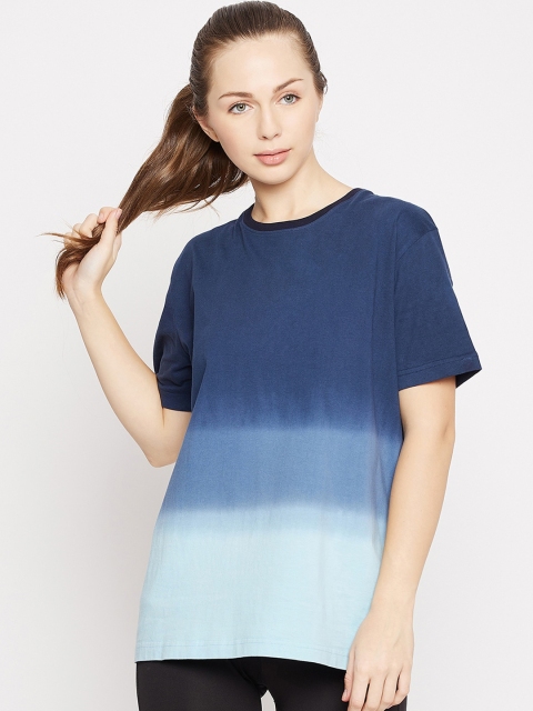 Clovia Women Navy Blue Ombre Cotton T-shirt