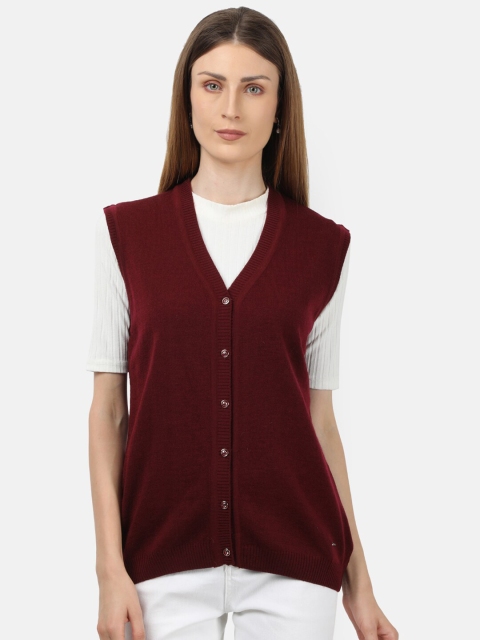 

Monte Carlo Women Maroon Solid Wool Cardigan