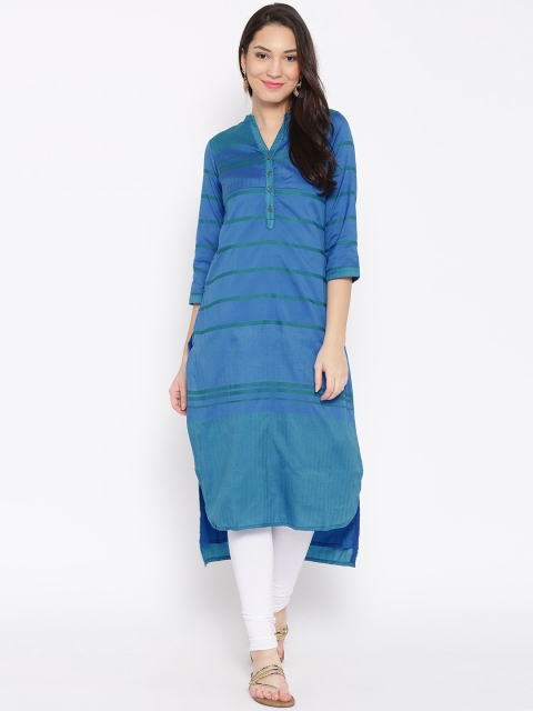 

Biba Women Blue Patterned Straight Kurta