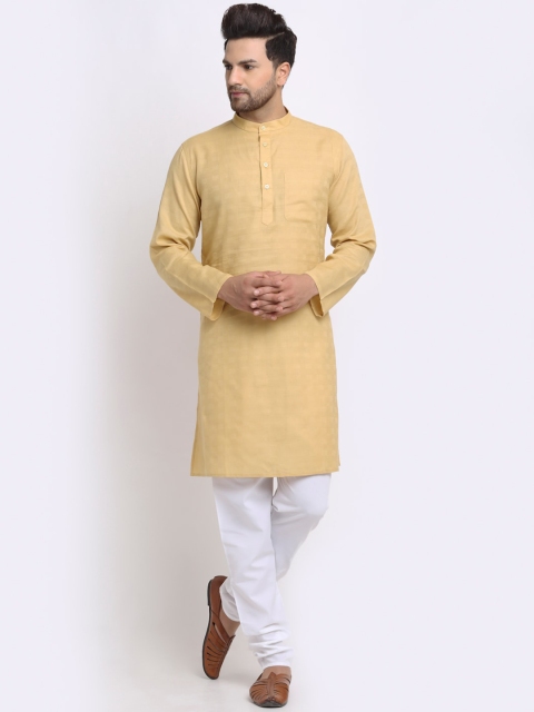 

NEUDIS Men Brown & White Regular Pure Cotton Kurta with Pyjamas