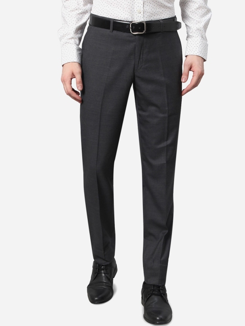 

JADE BLUE Men Charcoal Grey Formal Trousers