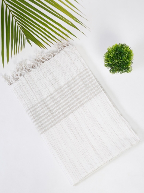 

Fabindia White & Beige Woven Cotton 120 GSM Bath Towel