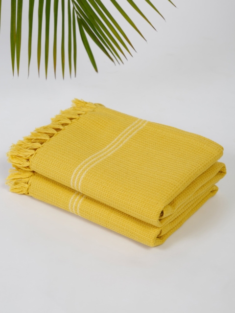 

Fabindia Set Of 2 Yellow & White Solid 200 GSM Towels