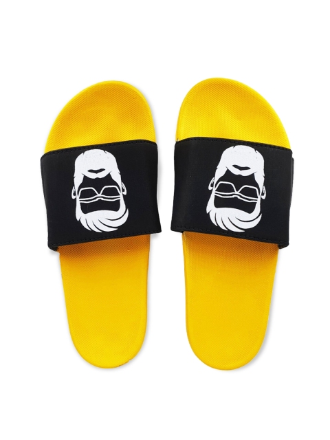 

Pampy Angel Men Yellow & Black Printed Sliders