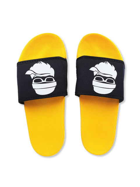 

Pampy Angel Men Black & White Printed Rubber Sliders