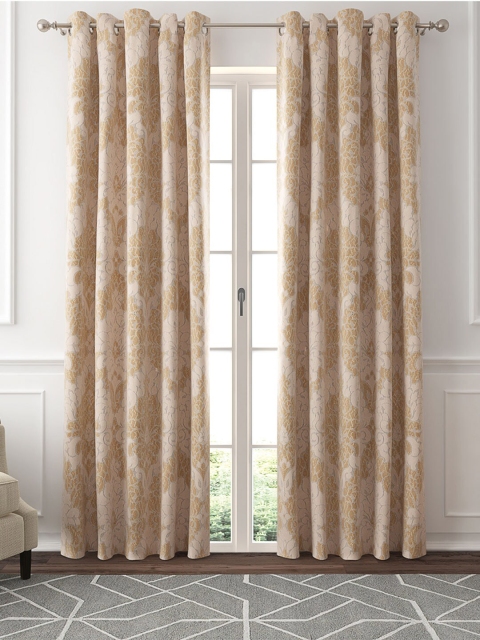 

GMF Beige & Cream-Coloured Set of 2 Ethnic Motifs Room Darkening Door Curtains