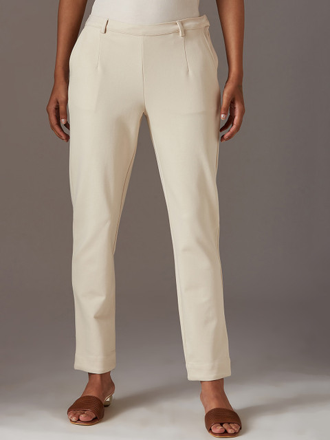 

W Women Beige Slim Fit Trousers