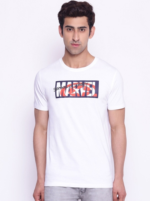 

Marvel by Wear Your Mind Men White Red Marvel Printed Pure Cotton T-shirt