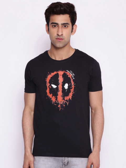 

Marvel by Wear Your Mind Men Black Red Deadpool Printed Pure Cotton T-shirt