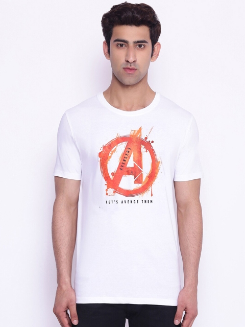

Marvel by Wear Your Mind Men White Red Avengers Printed Pure Cotton T-shirt