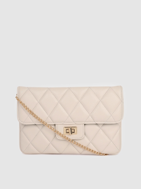 

Accessorize Off White Structured Sling Bag with Quilted