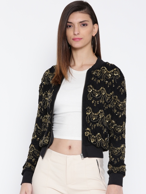 

Vero Moda Women Black Embellished Bomber Jacket
