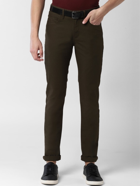 

Peter England Men Olive Green Slim Fit Trousers
