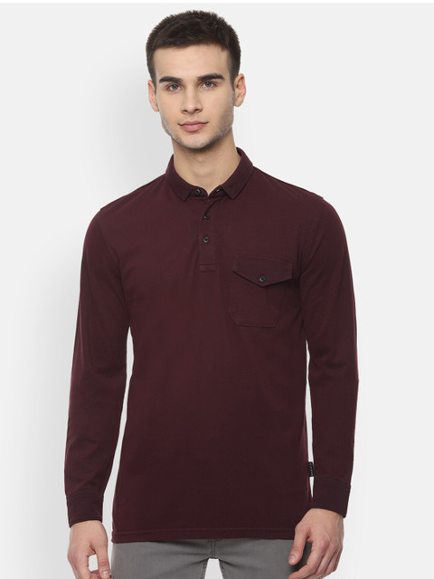

Louis Philippe Jeans Men Maroon Polo Collar Slim Fit T-shirt