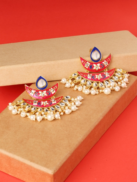 

OOMPH Pink & Blue Crescent Shaped Drop Earrings