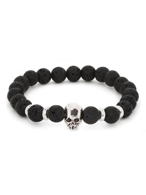 

OOMPH Men Black & Silver-Toned Handcrafted Elasticated Bracelet