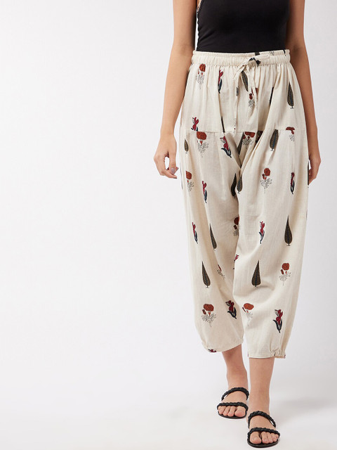 

InWeave Women Off-White & Red Printed Cotton Dhoti Pants