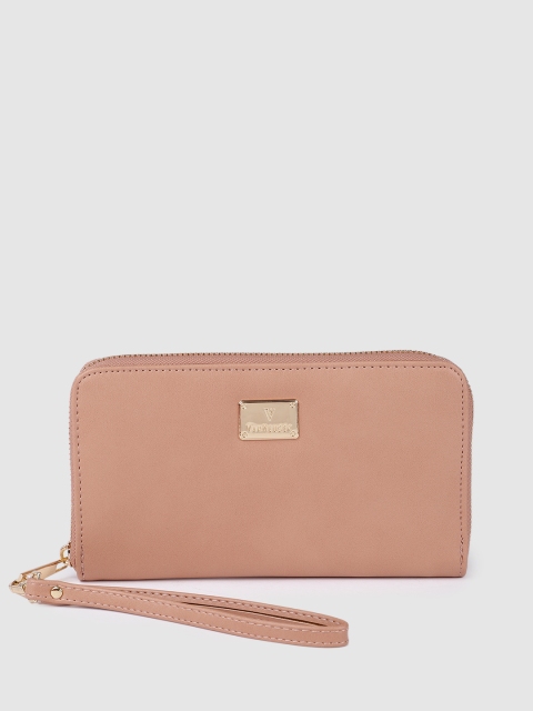 

Van Heusen Women Peach-Coloured PU Zip Around Wallet
