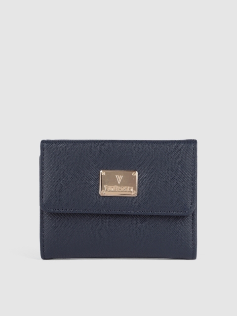 

Van Heusen Women Navy Blue Solid PU Three Fold Wallet