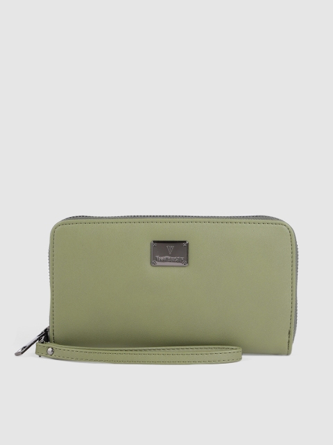 

Van Heusen Women Olive Green Solid PU Zip Around Wallet with Wrist Loop