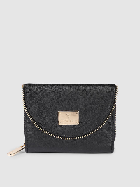 

Van Heusen Women Black Solid Zip Detail PU Three Fold Wallet