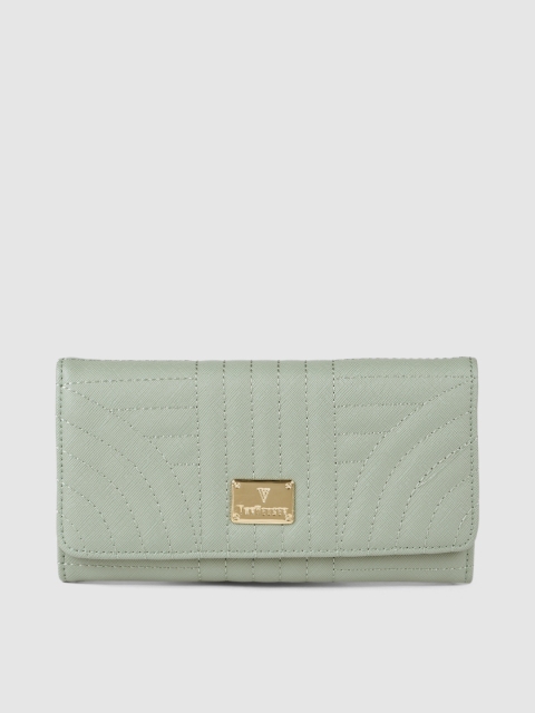 

Van Heusen Women Green Woven Design Embroidered PU Two Fold Wallet