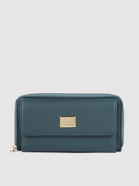 

Van Heusen Women Teal Solid PU Zip Around Wallet