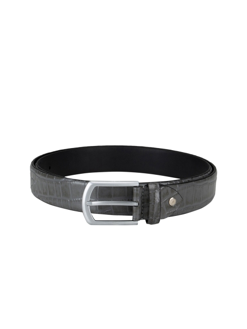 

Da Milano Men Charcoal Grey Textured Leather Belt