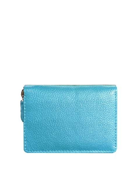 

ABYS Women Blue Textured Leather Zip Around Wallet