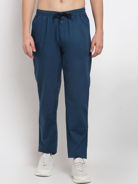 

JAINISH Men Teal Solid Cotton Track Pants