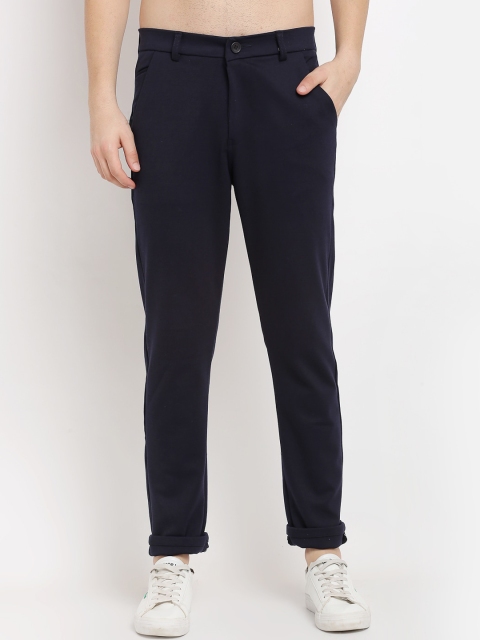 

JAINISH Men Navy Blue Tapered Fit Chinos Trousers