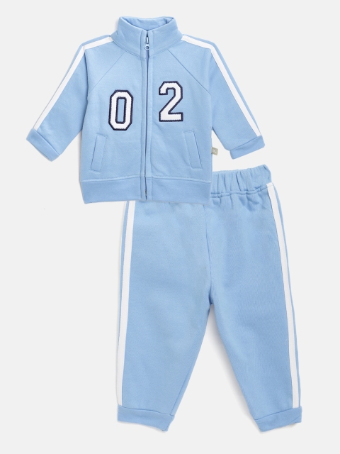 

Moms Love Infant Boys Blue & White Printed Pure Cotton Tracksuits