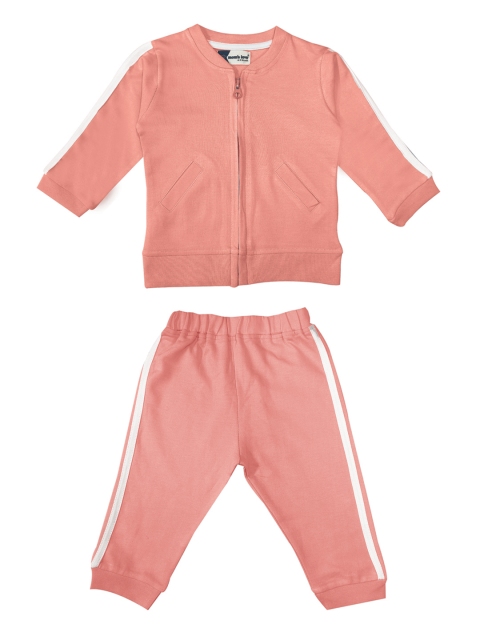 

Moms Love Infant Boys Peach-Coloured Solid Pure Cotton Tracksuits