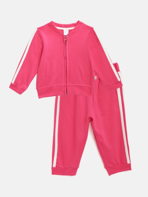 

Moms Love Infant Girls Pink Solid Pure Cotton Track Suit