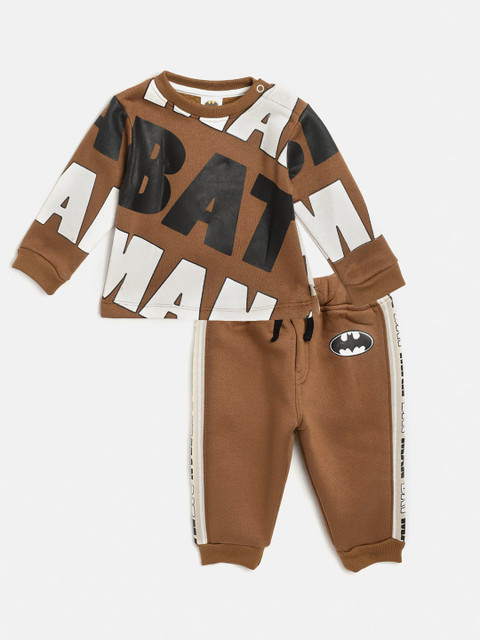 

Moms Love Infant Boys Brown & Black Batman Print Pure Cotton Sweatshirt & Joggers