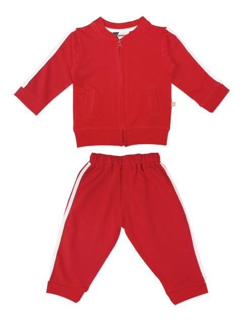 

Moms Love Infant Boys Red Solid Pure Cotton Tracksuits