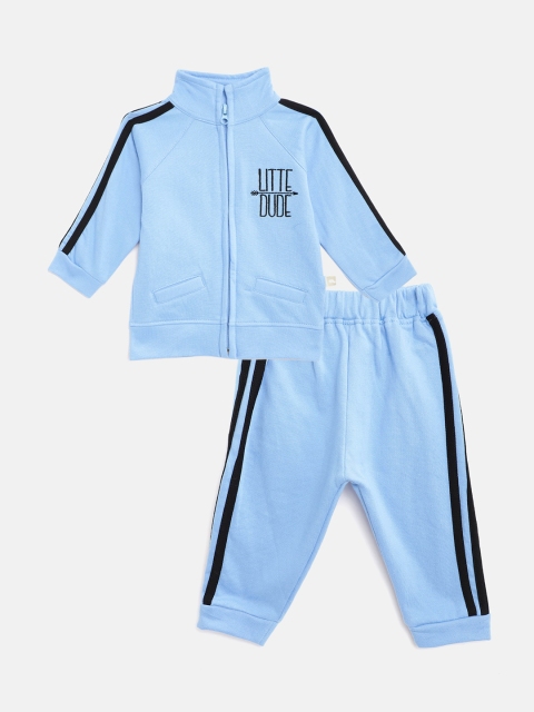 

Moms Love Infant Boys Blue Solid Pure Cotton Tracksuit