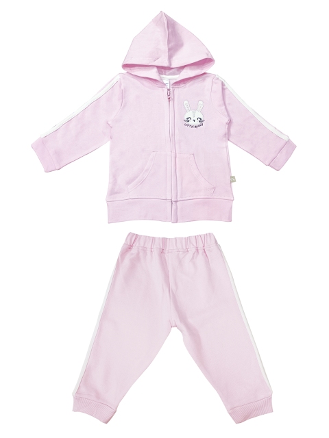 

Moms Love Infant Girls Pink Cotton Solid Tracksuit