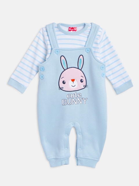 

Fisher Price X Moms Love Blue & White Pure Cotton Striped T-shirt with Dungarees