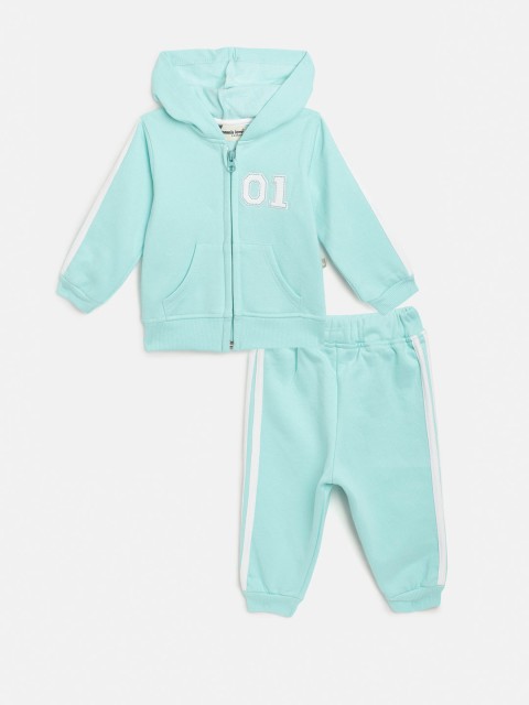 

Moms Love Infant Girls Sea Green Solid Pure Cotton Tracksuit